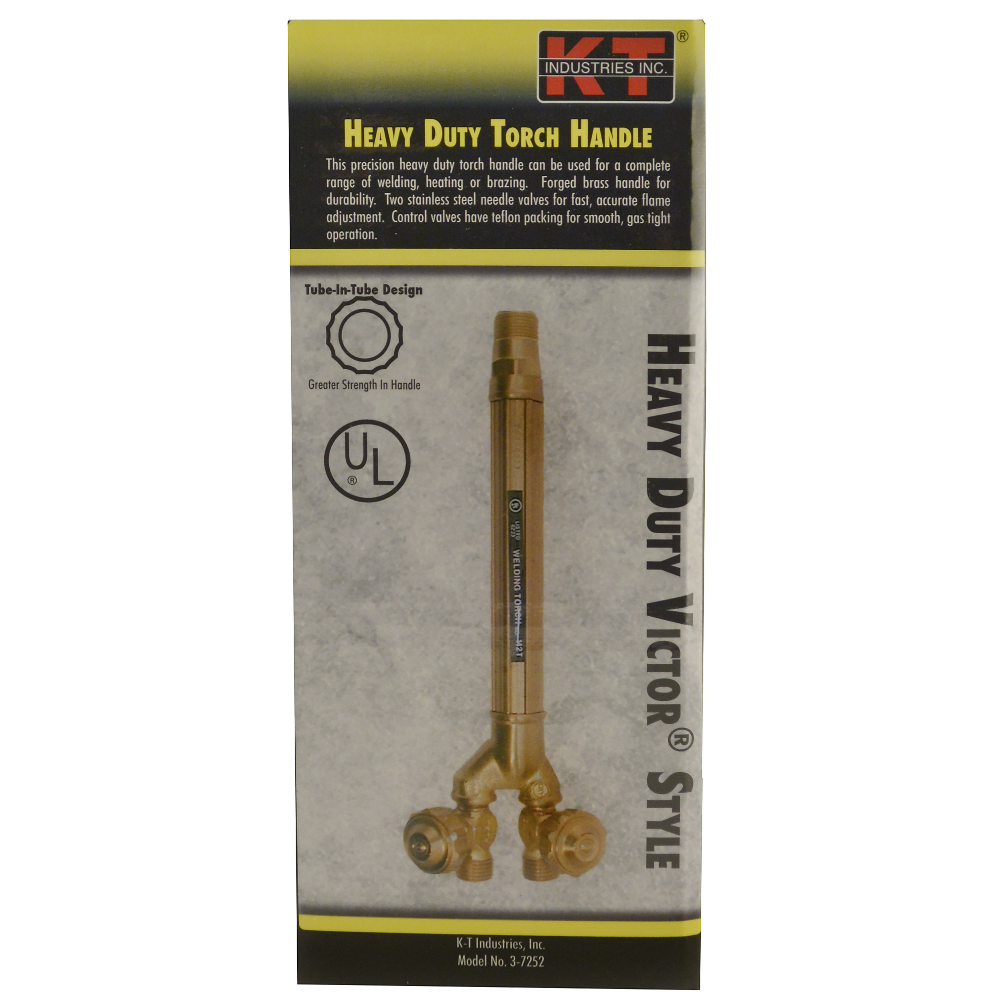 K-T Industries Heavy-Duty Torch Handle — Die-Forged Brass, Teflon Packing, Victor Style, Model# 3-7252